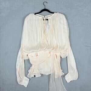 Miss Rosier Eugiene Mini Dress Women’s Large Pearl Fully Pleated Ruffled